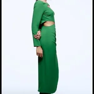 Zara | Dresses | Zara Cut Out Green Midi Dress Nwt | Poshmark